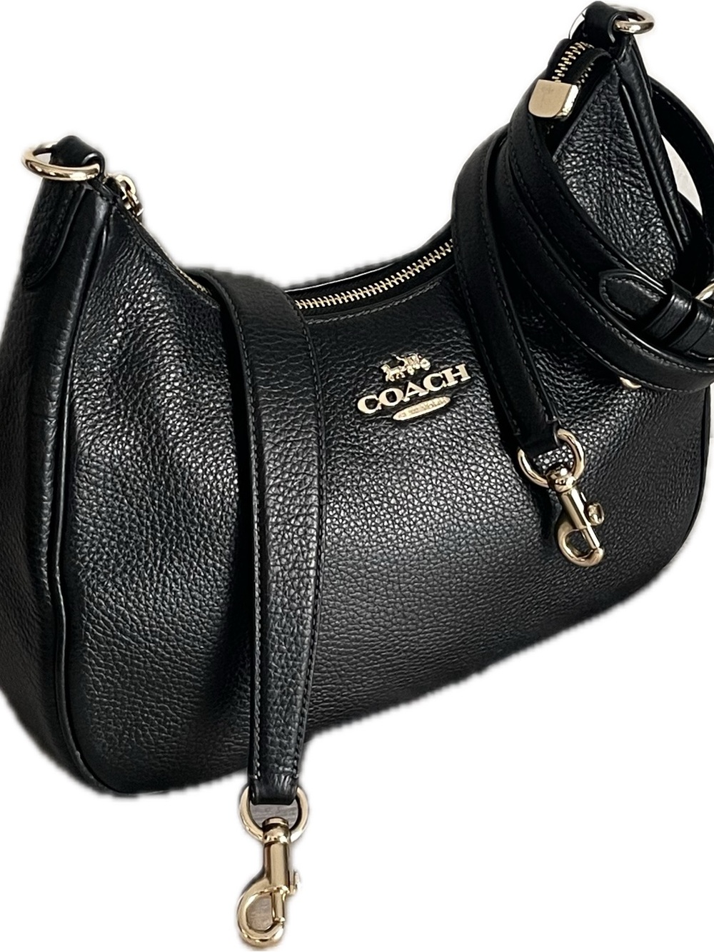 Coach Teri Pebbled Leather Crescent Hobo Bag